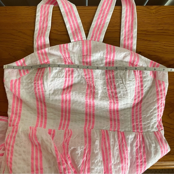 Lilly Pulitzer Jenette Halter Midi Dress Havana Pink Stripes Seersucker Size 10 - Picture 7 of 16